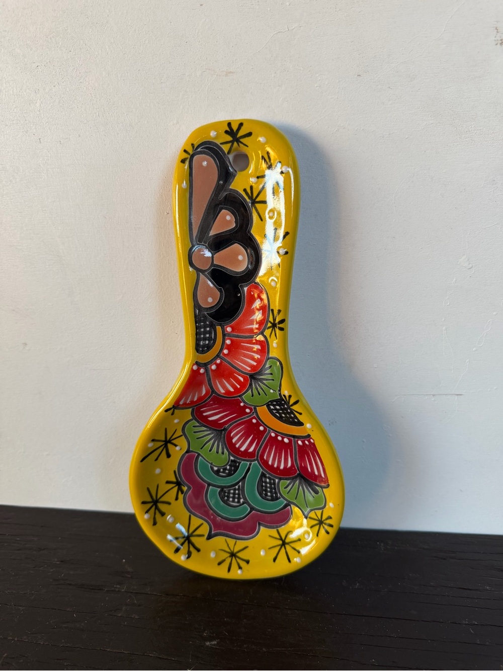 Yellow Talavera Floral Spoon Rest